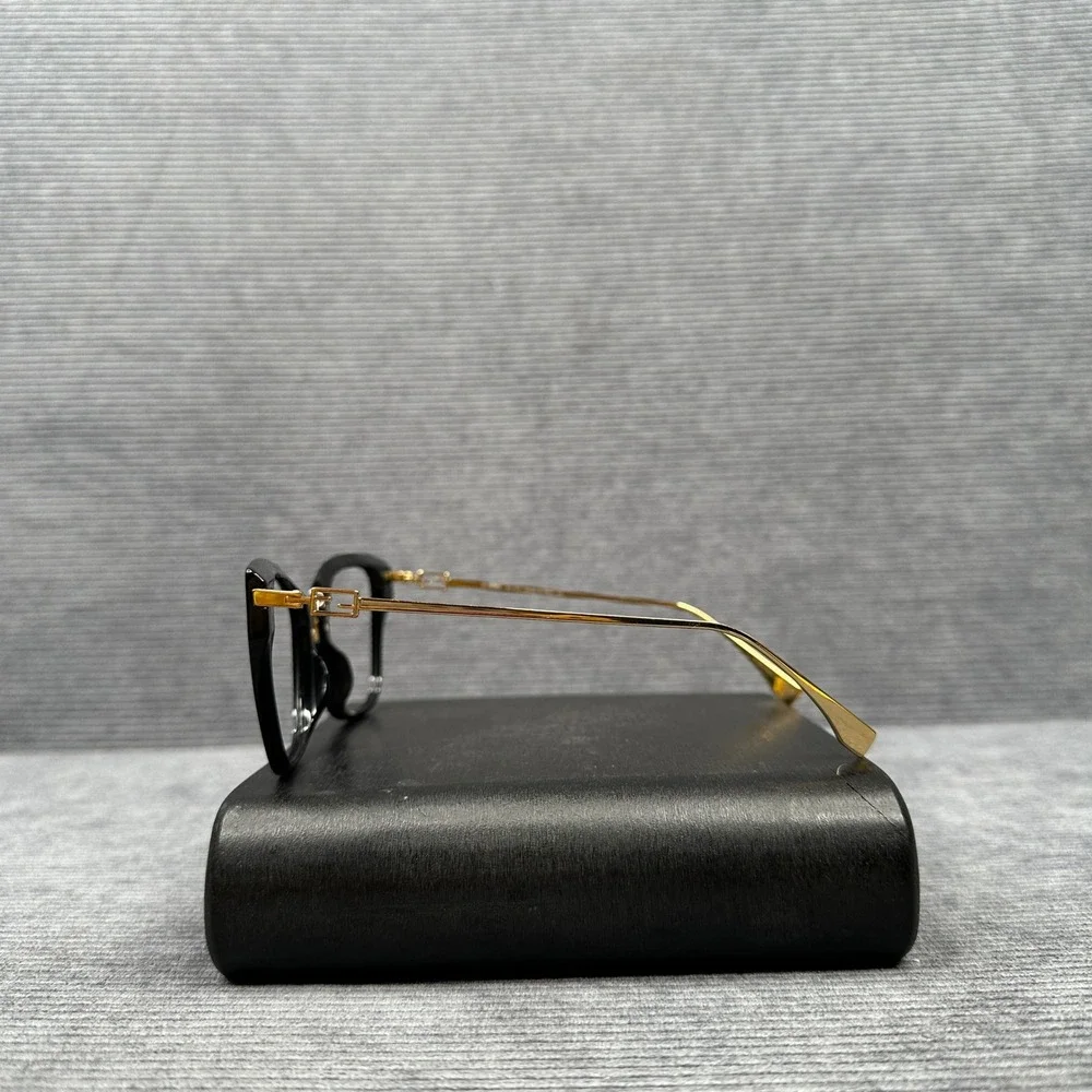 Fendi FE50011I 001 Black Gold Cat Eye Optical Glasses Frames Italy 51-19-140